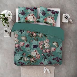 Byrklund Dekbedovertrek Flowers United - 140x220 - 100% Katoen - Turquoise