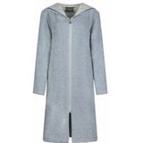 Cawö - 6222 - Badjas - Blauw - Korte Badjas met Capuchon en Rits