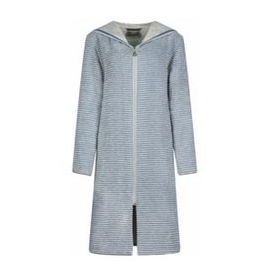 Cawö - 6222 - Badjas - Blauw - Korte Badjas met Capuchon en Rits