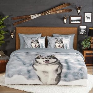 Dekbedovertrek Good Morning Husky Grey Flanel-240 x 200 / 220 cm | Lits-Jumeaux