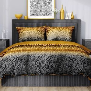 Satin d'Or - Panthera - Dekbedovertrek - Antraciet Oker - Satijn - 240 x 200 cm