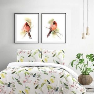Dekbedovertrek Papillon Burung Multi Katoen-240 x 200 / 220 cm | Lits-Jumeaux