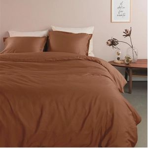 Ambiante Satin Uni dekbedovertrek - Lits-Jumeaux - 240x200/220 - Bruin