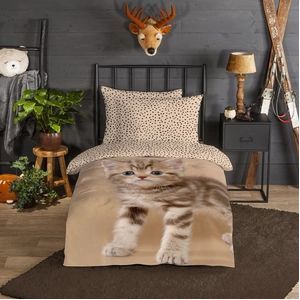 Dekbedovertrek Good Morning Kitty Sand Flanel-140 x 200 / 220 cm | 1-Persoons