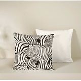 De Witte Lietaer Sierkussensloop Set Zebra Eggshell - 40 x 40 cm - Satijn Katoen
