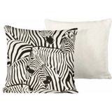De Witte Lietaer Sierkussensloop Set Zebra Eggshell - 40 x 40 cm - Satijn Katoen