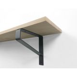 Eiken wandplank 110 x 20 cm 18mm op zwarte plankdragers - Wandplank hout - Wandplank industrieel - Fotoplank