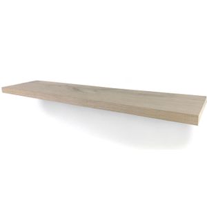 Zwevende boekenplank 80 x 24 cm recht rustiek 25 mm eiken - Eiken plank - Wandplank zwevend - Wandplank hout