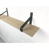 Eiken wandplank 100 x 30 cm 18mm inclusief zwarte plankdragers - Wandplank hout - Wandplank industrieel - Fotoplank