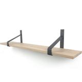 Eiken wandplank 100 x 20 cm 18mm inclusief zwarte plankdragers - Wandplank hout - Wandplank industrieel - Fotoplank