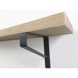 Eiken wandplank 60 x 20 cm op zwarte plankdragers - Wandplank hout - Wandplank industrieel - Fotoplank