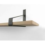 Eiken wandplank 110 x 30 cm 18mm inclusief zwarte plankdragers - Wandplank hout - Wandplank industrieel - Fotoplank