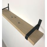 Eiken wandplank 50 x 20 cm inclusief zwarte plankdragers  - Wandplank hout - Wandplank industrieel - Fotoplank
