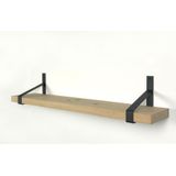 Eiken wandplank 50 x 20 cm inclusief zwarte plankdragers  - Wandplank hout - Wandplank industrieel - Fotoplank