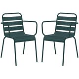 Set van 2 stapelbare metalen tuinfauteuils - Spargroen - MIRMANDE van MYLIA