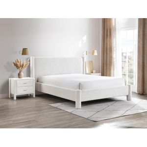 Bed 140 x 190 cm - Boucléstof - Wit - CONOMO