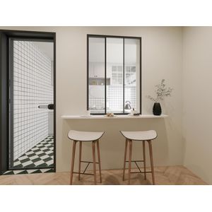 Schuifraam van gepoedercoat zwart aluminium 90 x 130 cm - RAVENA