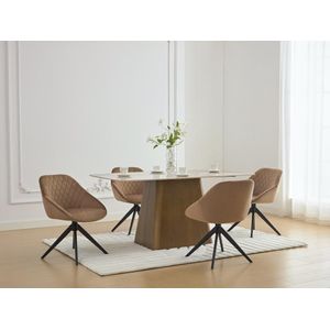 Set van 2 draaistoelen van velours en zwart metaal - Bruin - PRICILE