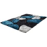 Shaggy tapijt PIETRA turquoise en grijs - polyester - 160 x 230 cm