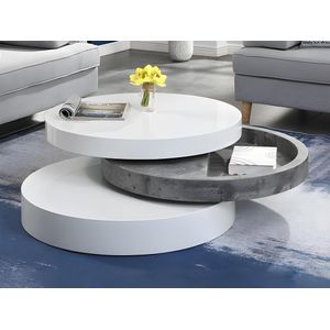 Vente-unique Salontafel JANITA - Wit en Grijs - MDF - Draaiblad