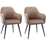 Set van 2 stoelen met armleuningen ELEANA - Fluweel en zwart metaal - Beige