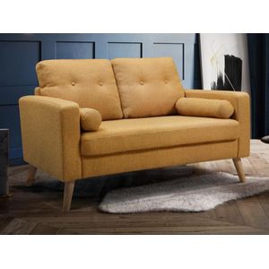 TATUM 2-zitsbank van stof met woleffect - Trendy Scandinavische stijl - Inclusief 2 sierkussens - Afneembare hoezen