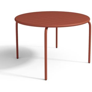 Ronde tuintafel D110 van metaal - Terracotta - MIRMANDE