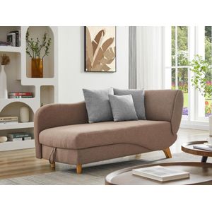 Vente-unique - PENELOPE - Slaapbank - Bruin - Stof - Hoek Links