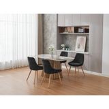 Set van 2 stoelen in textuurstof en beukenhout - Zwart - MASURIE
