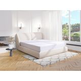 Bed met opbergruimte 160 x 200 cm - Bouclé - Gebroken wit - RUDALI van Maison Céphy