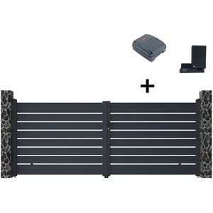 Gemotoriseerde draaipoort van aluminium - Antraciet - L392xH158cm - PRIMO