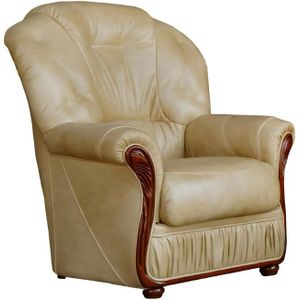 DAPHNE - Fauteuil - Beige - 100% Buffelleer - 1 Plaats