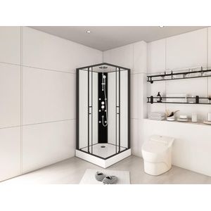 Hoekdouchecabine met massagefunctie - L80 x B80 x H225 cm - KIVORA
