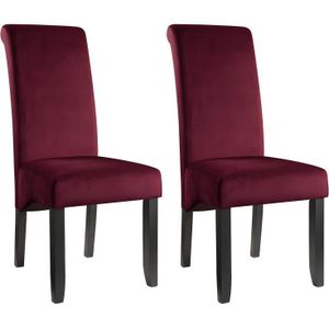Set van 2 stoelen DELINA - Gewatteerd fluweel en poten hout - Bordeaux