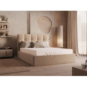 Bed met opbergruimte 140 x 190 cm - Fluweel - Beige - MIRDAL van Pascal Morabito