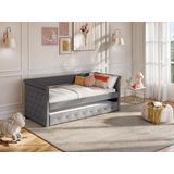 Bed met slaaplade LOUISE - 2 x 90 x 190 cm - Grijze stof