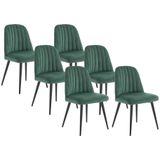Set van 6 stoelen ELEANA - Velours en zwart metaal - Groen