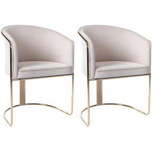 Set van 2 stoelen met fluweel en metalen armleuningen - Beige en goud - JOSETHE - van Pascal Morabito