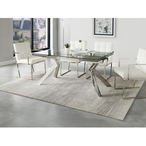 Uitschuifbare eettafel VELIKA - Gehard glas en metaal - 6 à 8 personen
