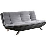 Vente-unique Bedbank van stof en kunstleer DEMIDO III - Grijs en zwart L 176 cm x H 84 cm x D 86 cm