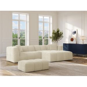 Maison Céphy - NAEMIA - Poef - Beige - Ribfluweel - 1 Plaats