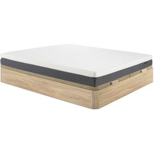 Set 180 x 200 cm licht naturelkleurige bedbodem met opbergruimte + matras met HD-schuim, 7 zones en instap met vormgeheugen, afneembare tijk, 20 cm dik - KELIH van YSMÉE