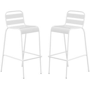 Set van 2 opstapelbare hoge tuinstoelen van metaal - Wit - MIRMANDE van MYLIA