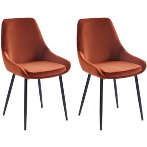 Set van 2 stoelen - Fluweel en zwart metaal - Terracotta - MASURIE