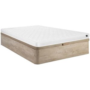 Set 120 x 200 cm bedbodem met opbergruimte, licht naturel + matras van schuim van 15 cm dik - DANAE II van YSMÉE