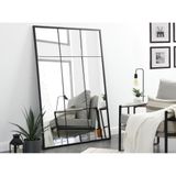Vente-unique Spiegel industriële stijl - Staal - L105 x H150 cm - Zwart - BELLAGIO L 105 cm x H 150 cm x D 2 cm