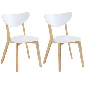 Set van 2 stoelen CARINE - Massief hevea en MDF - Wit