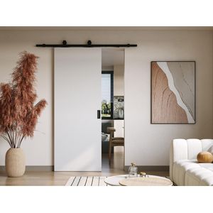 Schuifdeur met wandbevestiging - H205 x L83 cm - Mdf + Pvc - Wit - VARIN II