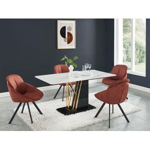 Set van 2 stoelen met fluweel en metalen armleuningen - Terracotta - BUSSELTON