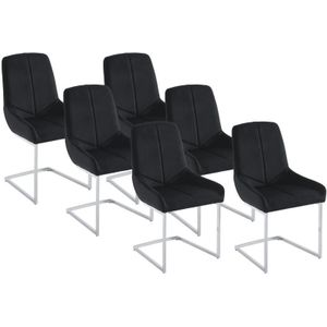 Set van 6 stoelen van velours en metaal - Zwart - BERLONA